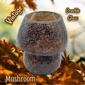 Glass Mosaic Brown Vintage Crackle Glass Mushroom Tealight Candle Holder